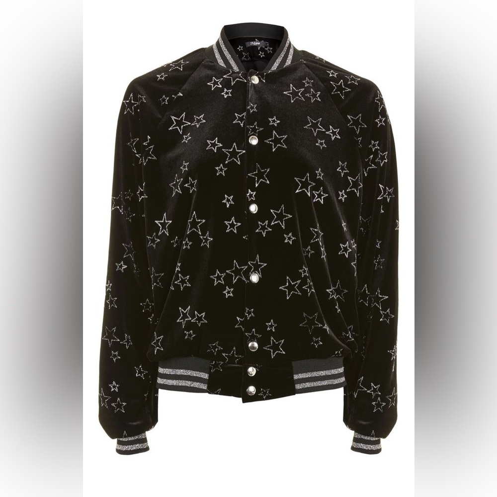 Jaded London Velvet Sequins Star Bomber Jacket